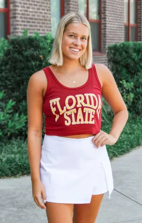 The "Florida State Arch" Vintage Crop Tank (Garnet)