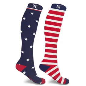 USA Stars and Stripes Mismatched Socks Compression Socks (1 Pair)