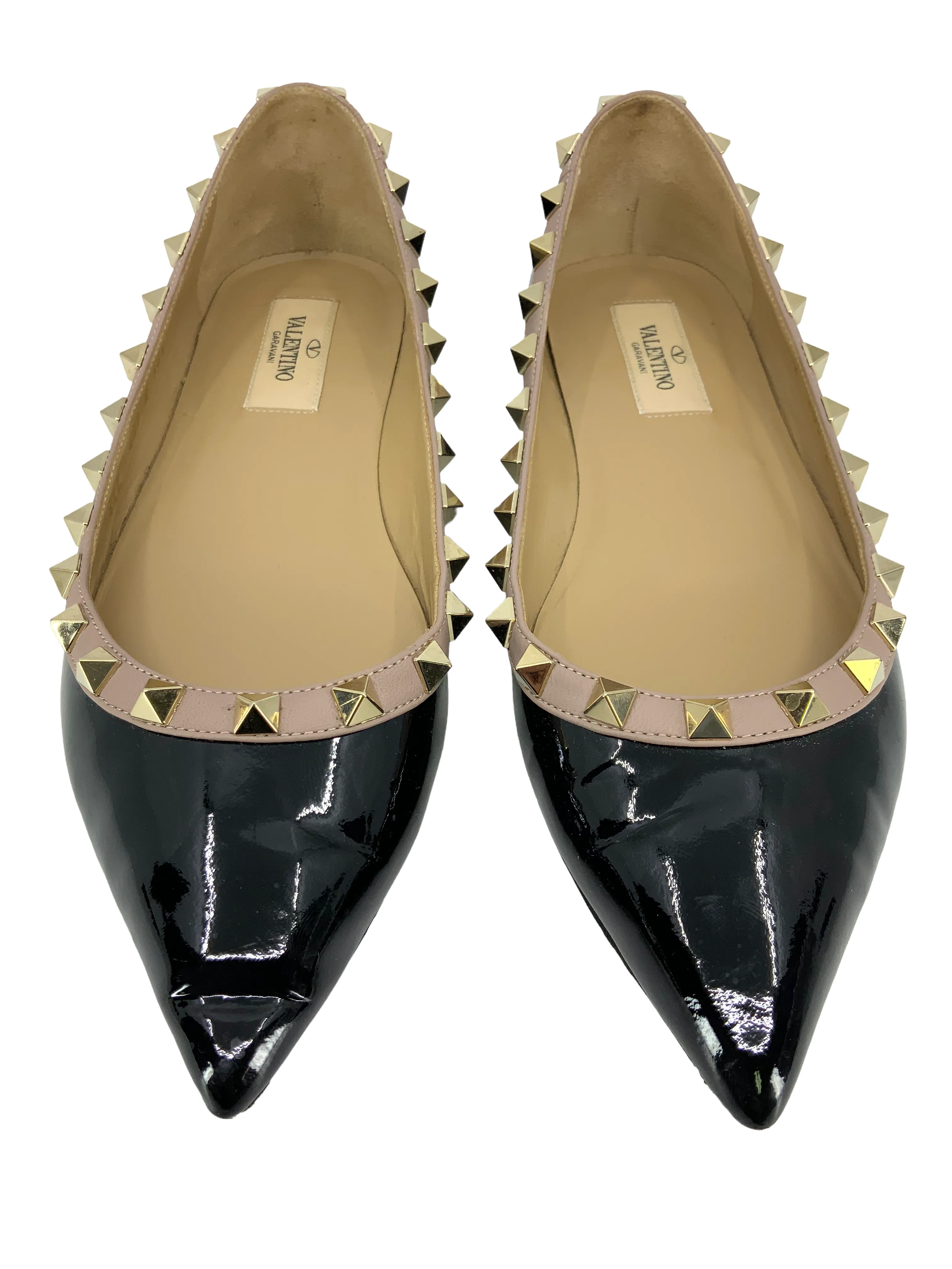 Valentino Patent Leather Rockstud Ballerina Flats Size 6.5