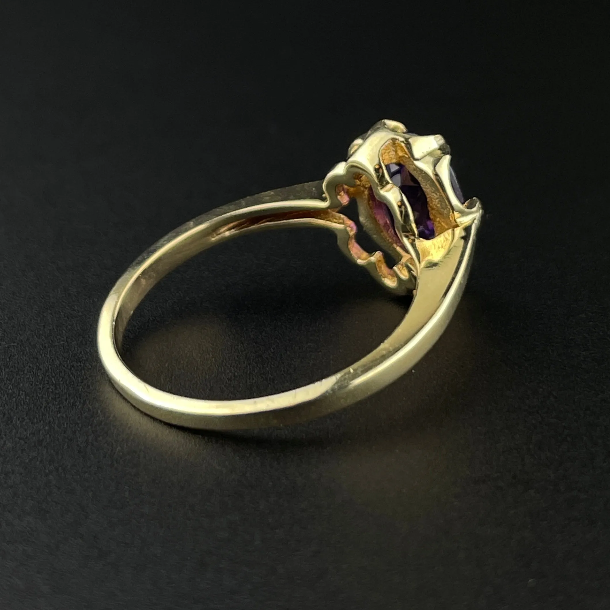 Vintage 10K Gold Amethyst Solitaire Ring, Sz 5.5