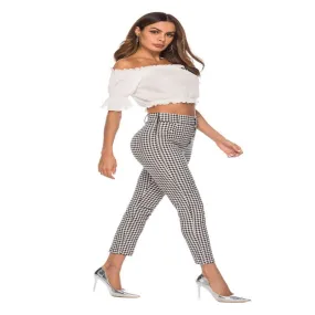 Vintage Button High Waist Plaid Pants