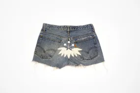 Vintage Denim Cut Offs With Embroidery for Women