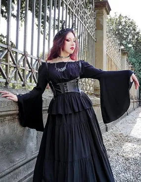 Vintage Fans Look of Renaissance Gothic Blouse Bell Sleeves Ruffle Off Shoulder Boho Corset Top