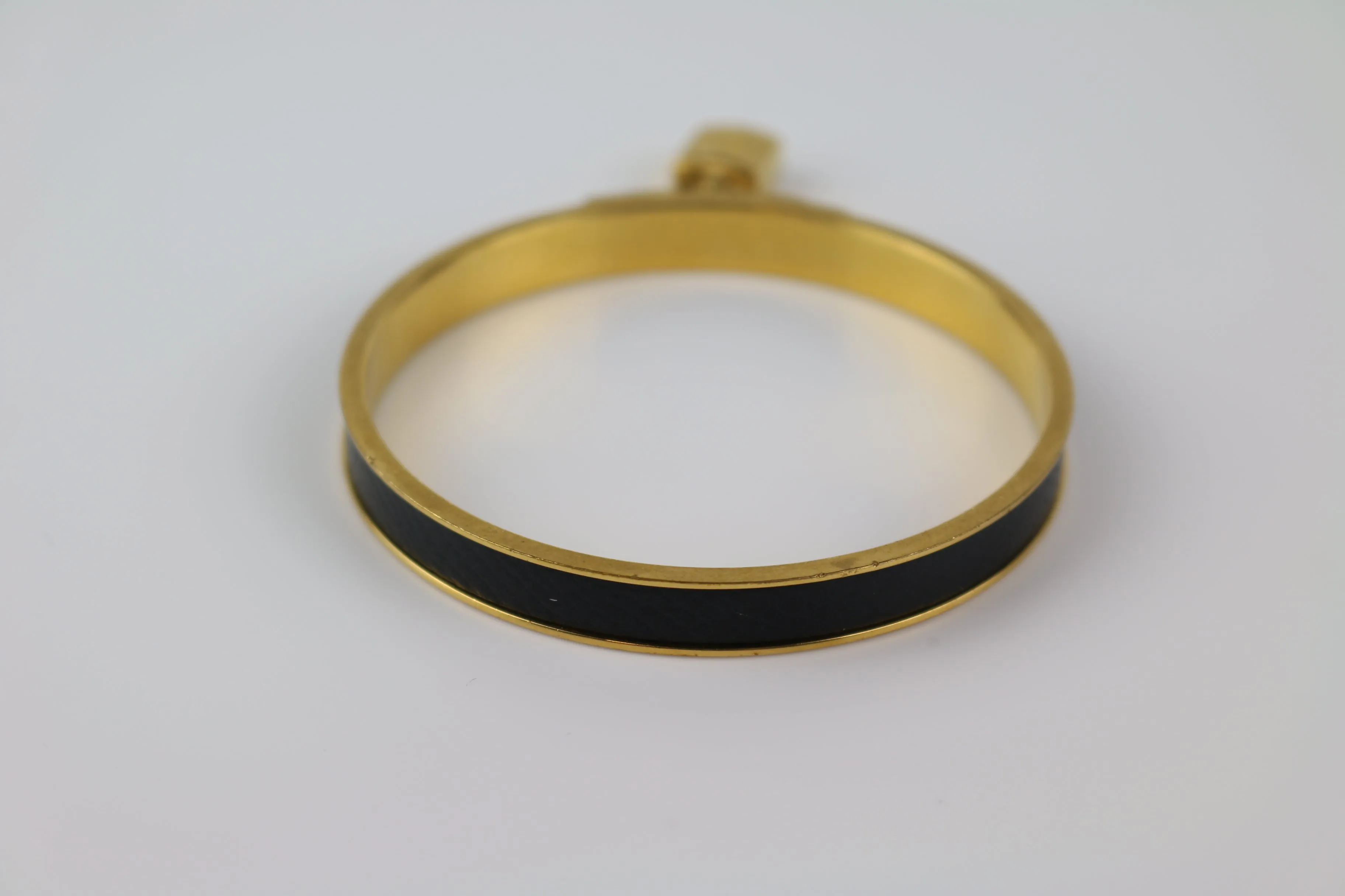 Vintage Gold/Black Leather Cadena Bangle