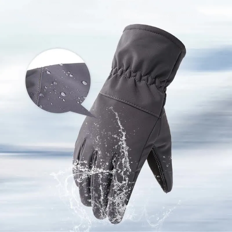 Winter Outdoor Sports Waterproof Windproof Warm and Velvet Padded Touch Screen Gloves