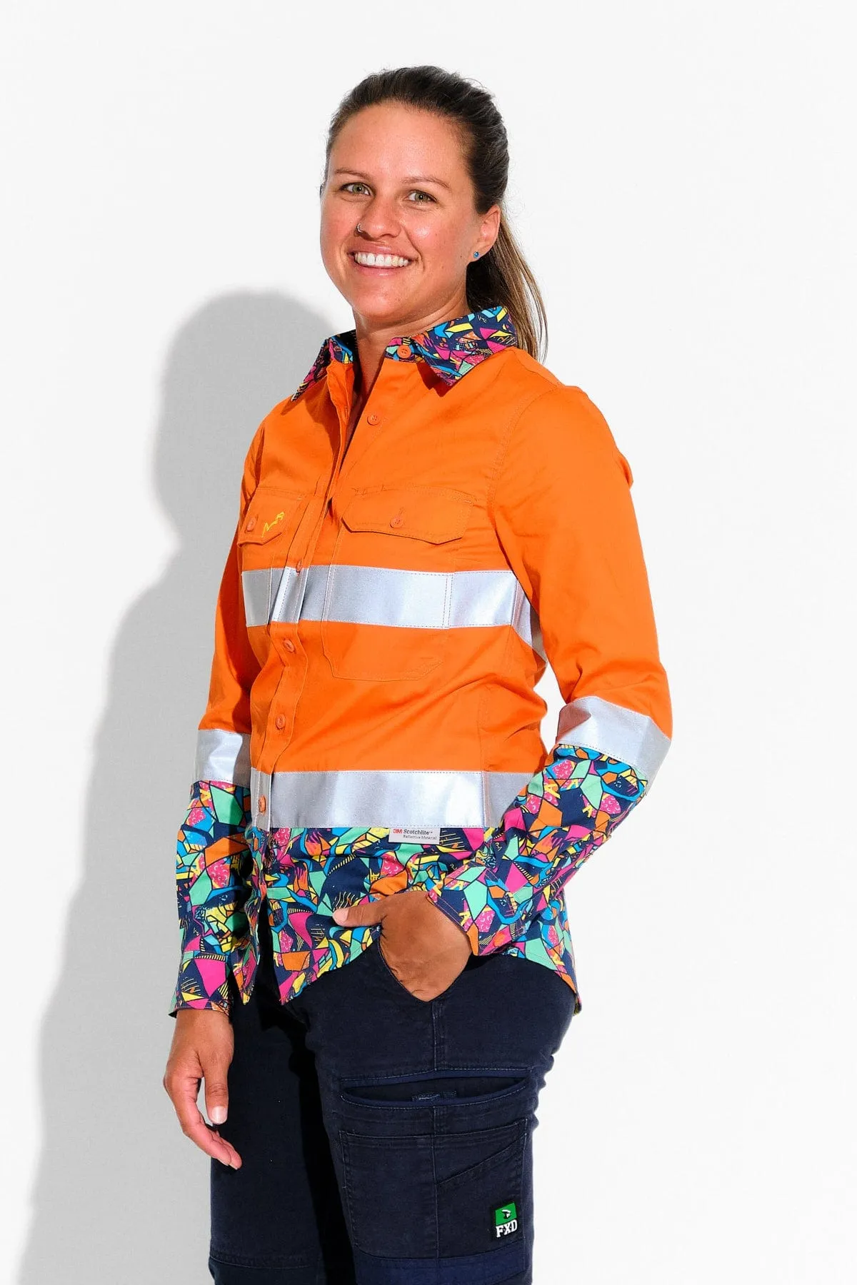 Women's Ventura Orange Day/Night Hi Vis Full Button Workshirt