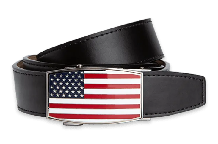 XL USA Flag Aston Black, 1 3/8 Strap, Dress Belt